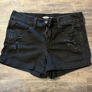 Old Navy distressed black denim shorts- size 2
